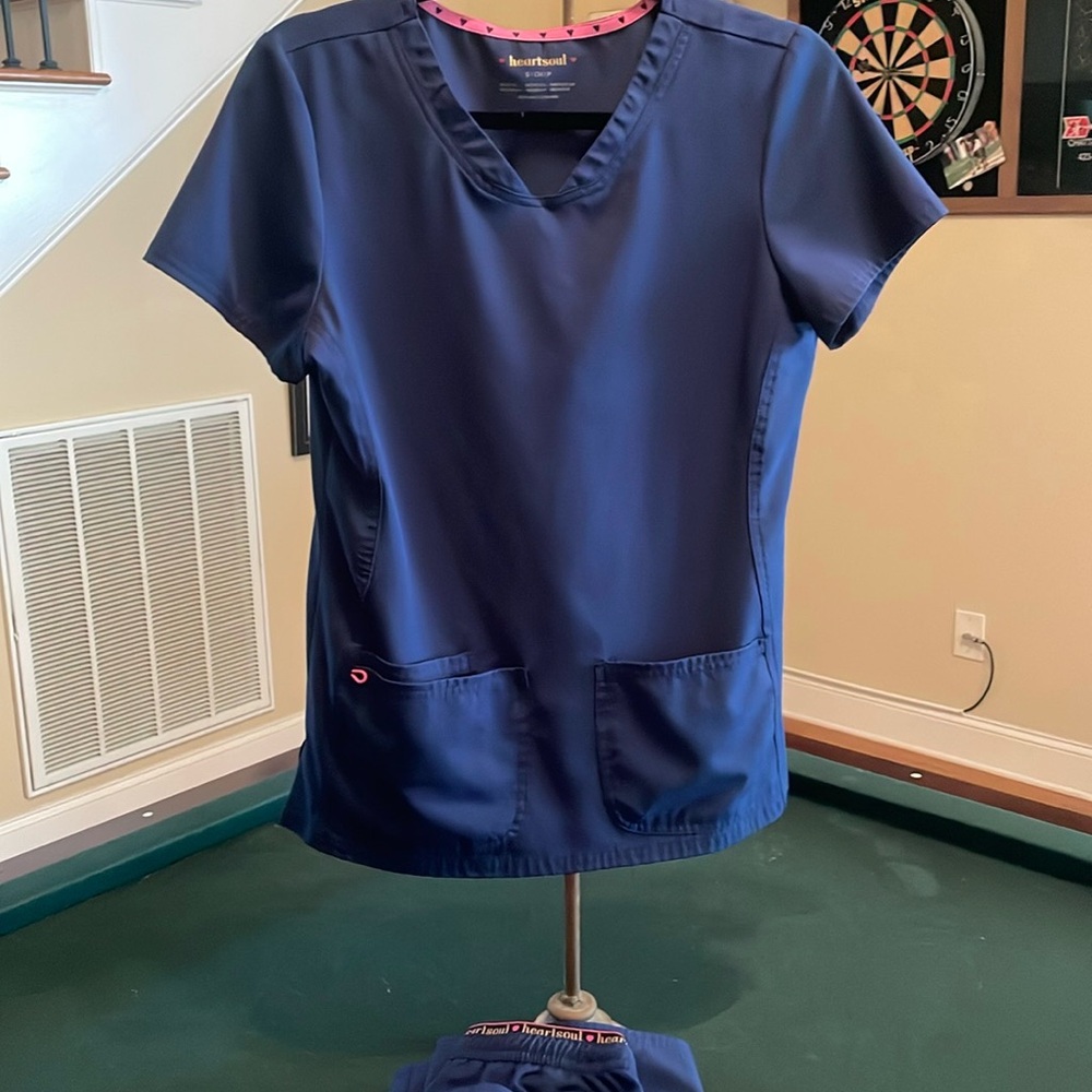 HeartSoul Blue Fitted Scrub Set